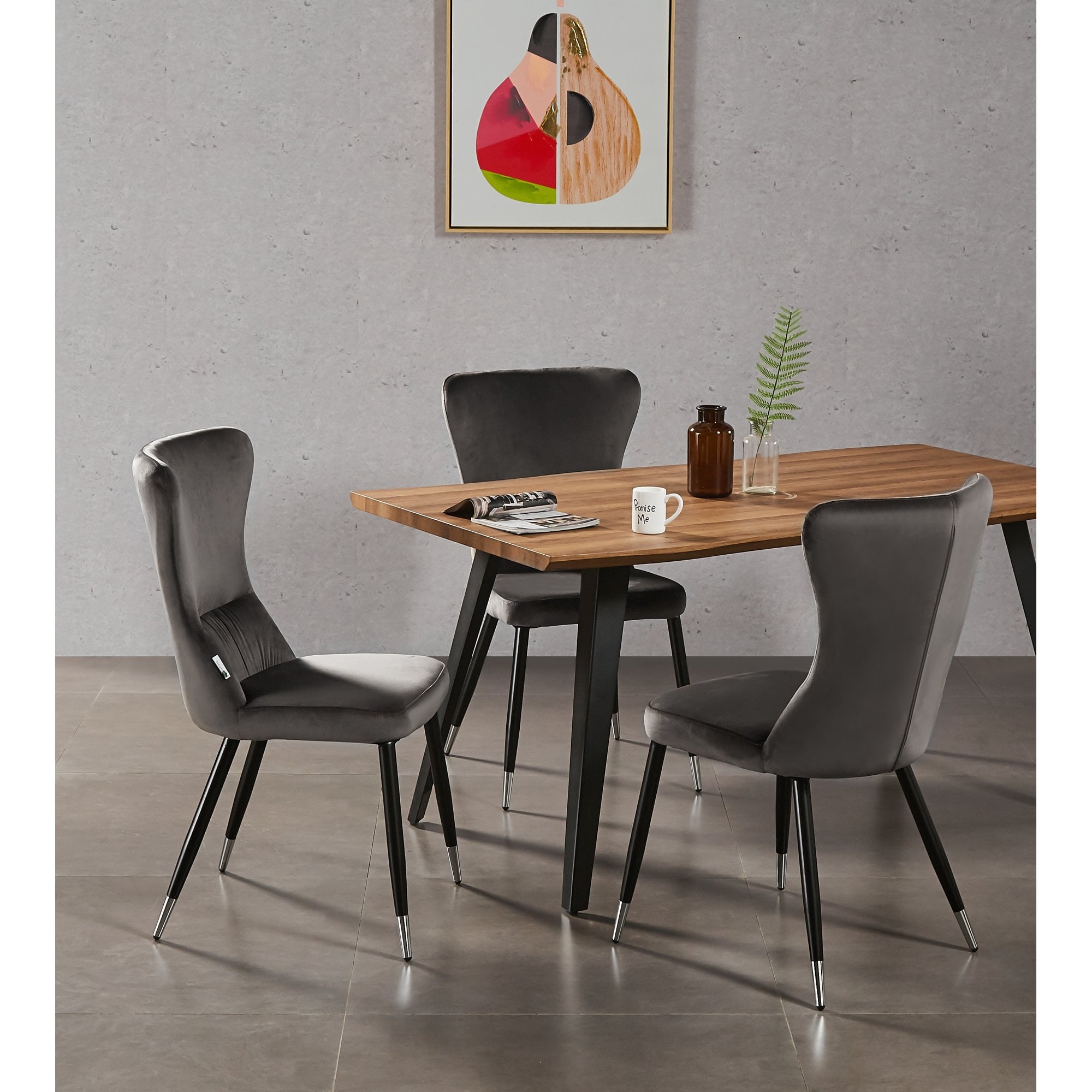 New York LUX Velvet Dining Chair with Metal Legs - Scandinavian Inspired