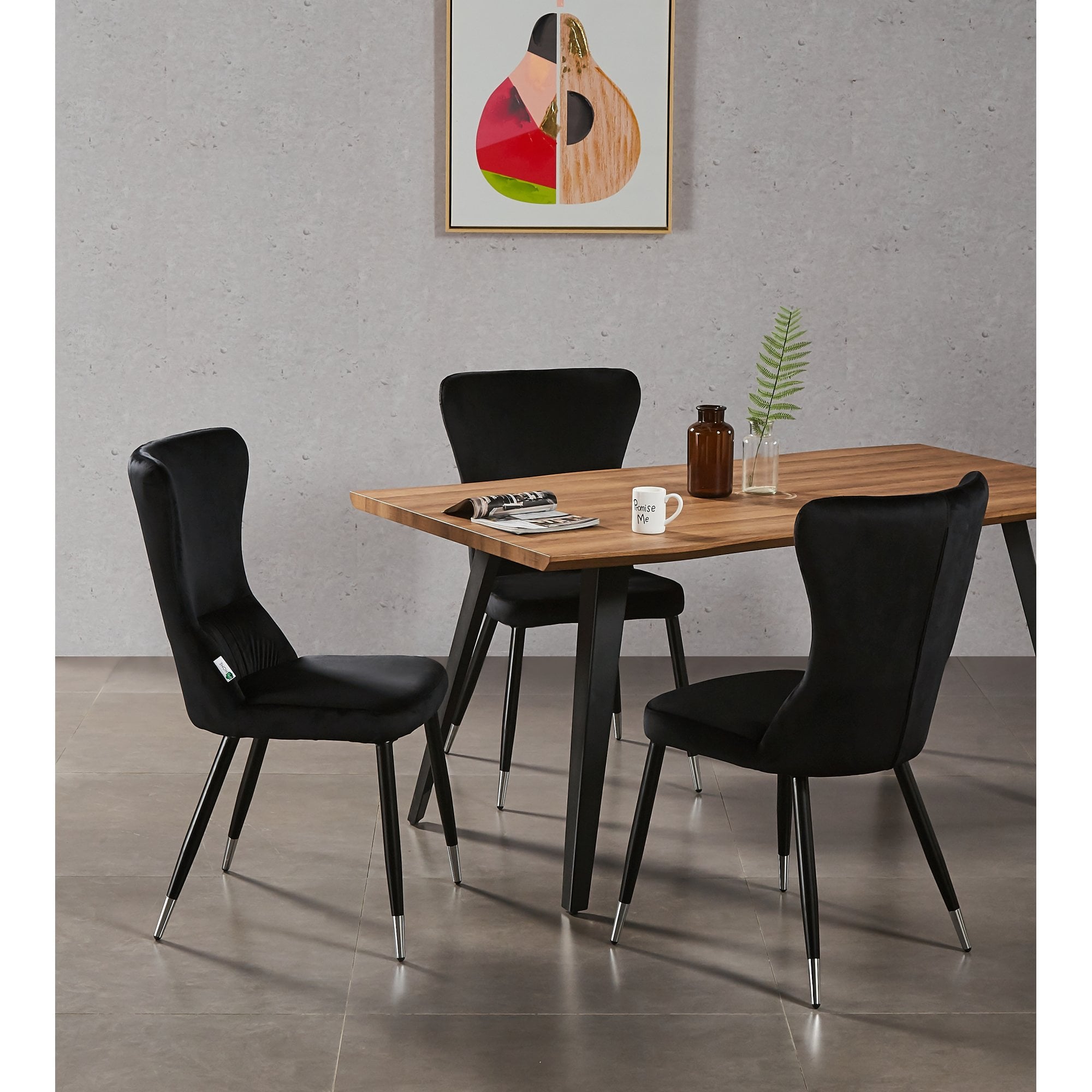 New York LUX Velvet Dining Chair with Metal Legs - Scandinavian Inspired