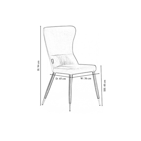 New York LUX Velvet Dining Chair with Metal Legs - Scandinavian Inspired