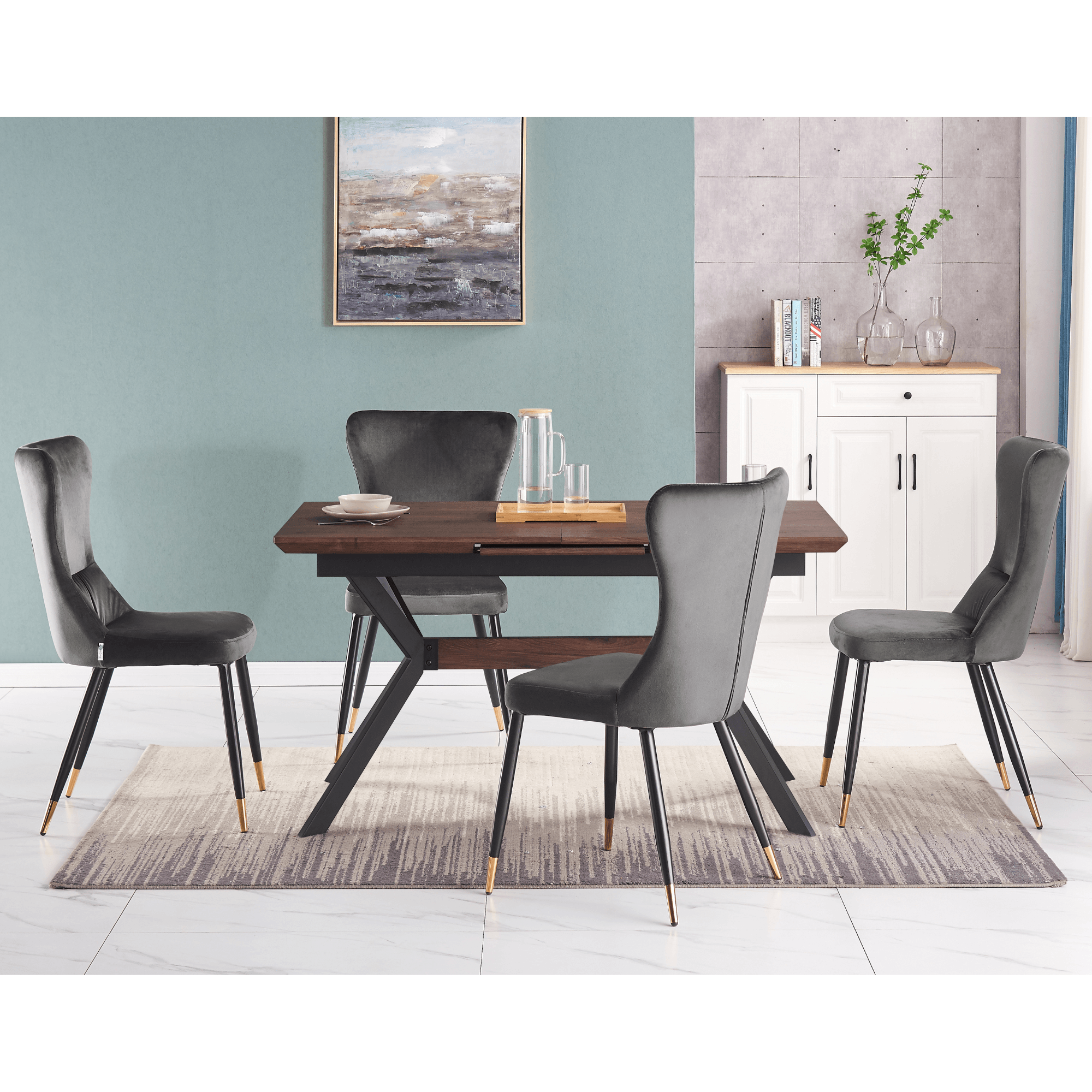 New York LUX Velvet Dining Chair with Metal Legs - Scandinavian Inspired