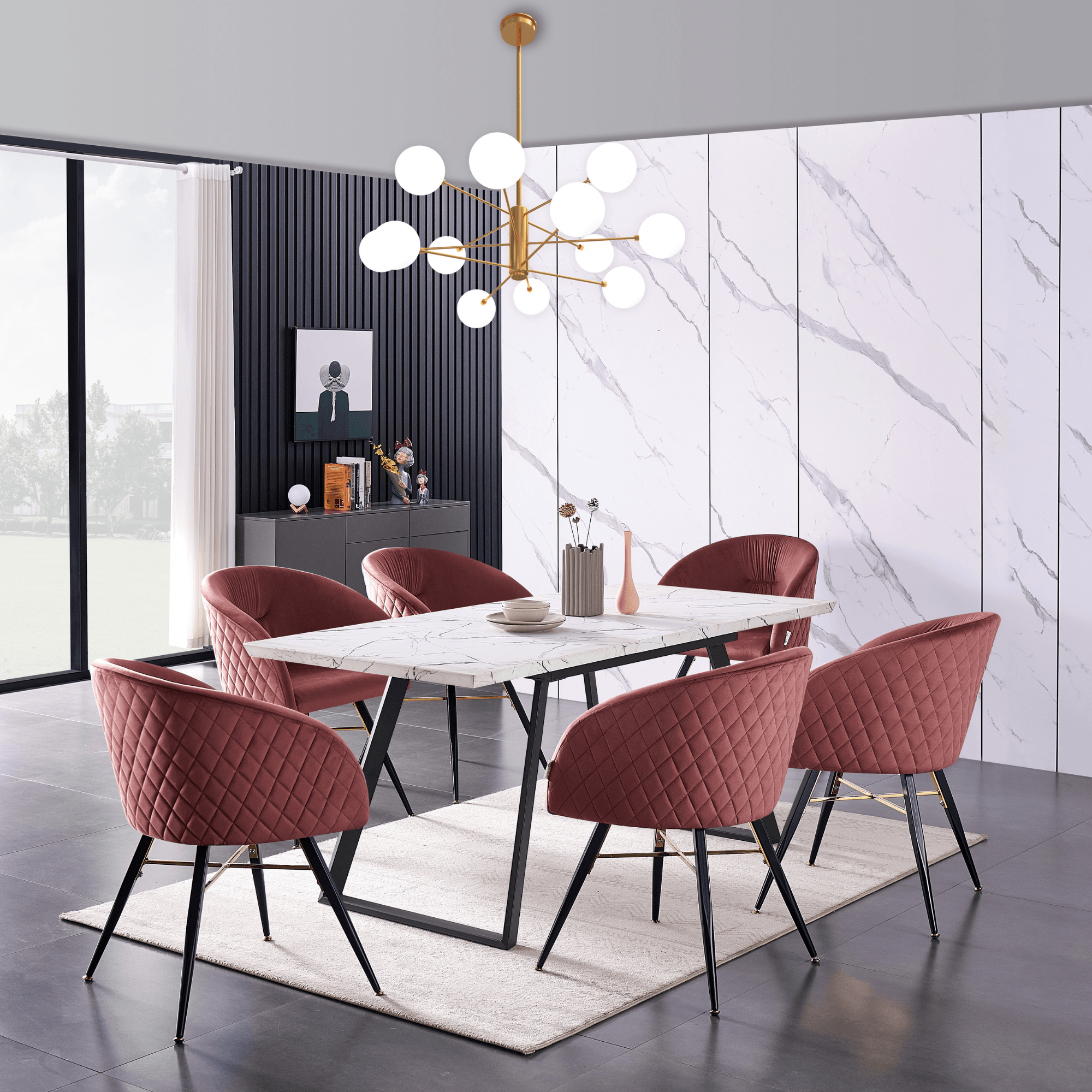 Vittorio LUX Velvet Dining Chair with Metal Legs - Perfect for Dining Room Living Room
