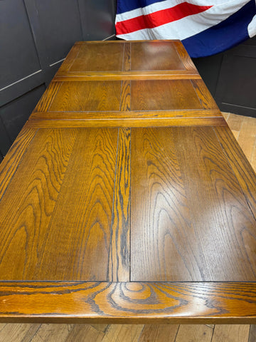 Vintage Old Charm Oak Kitchen Dining Table Extending Draw Leaf Refectory Style