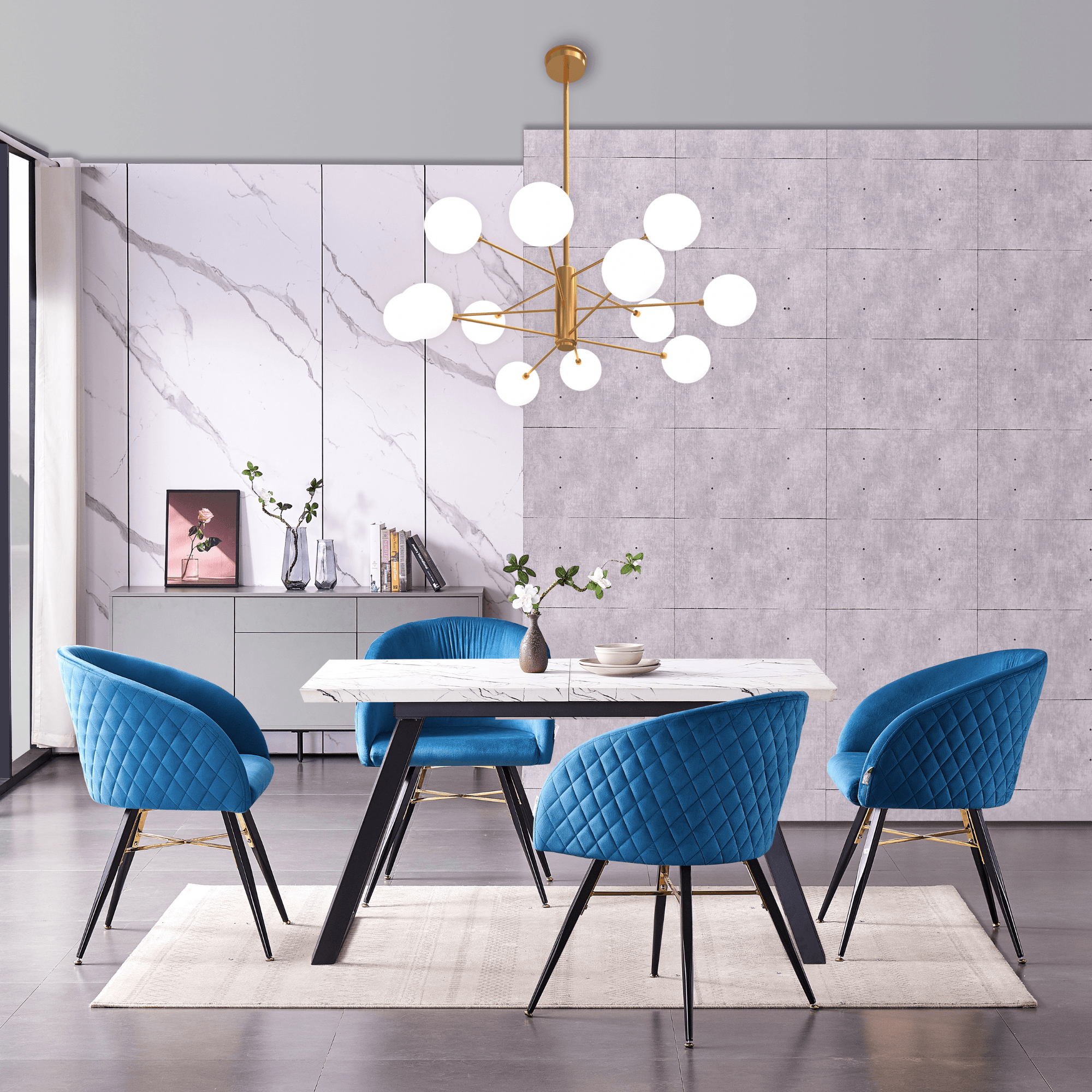 Vittorio LUX Velvet Dining Chair with Metal Legs - Perfect for Dining Room Living Room