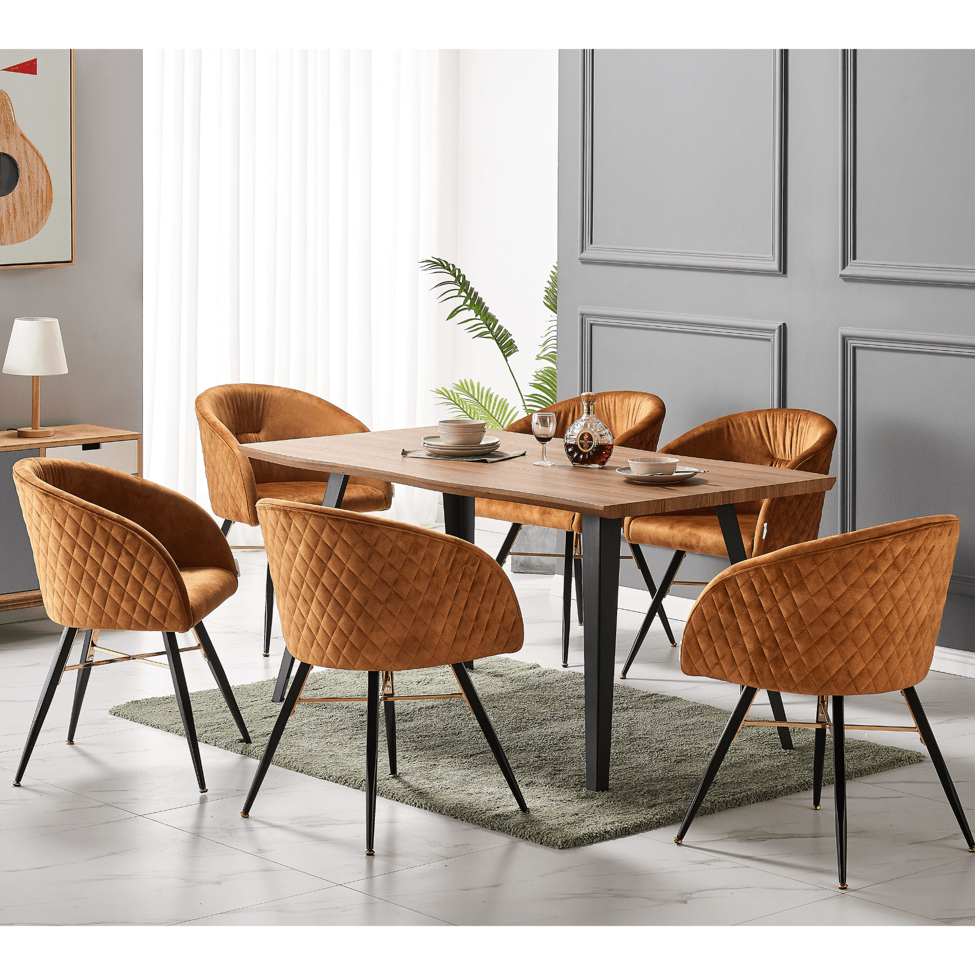 Vittorio LUX Velvet Dining Chair with Metal Legs - Perfect for Dining Room Living Room