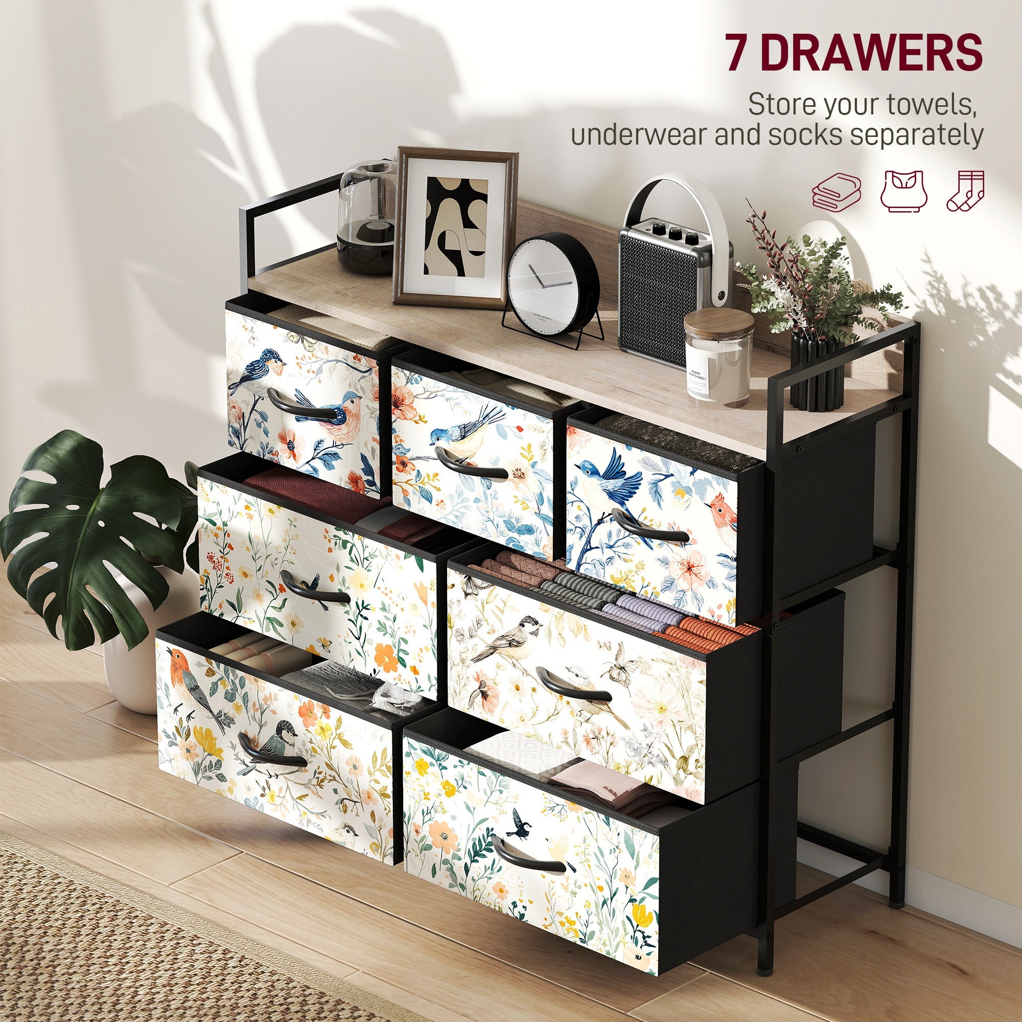 HOMCOM 7-Drawer Chest of Drawers - White