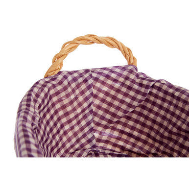 Orla Purple Gingham Lining Oblong Willow Bread Basket