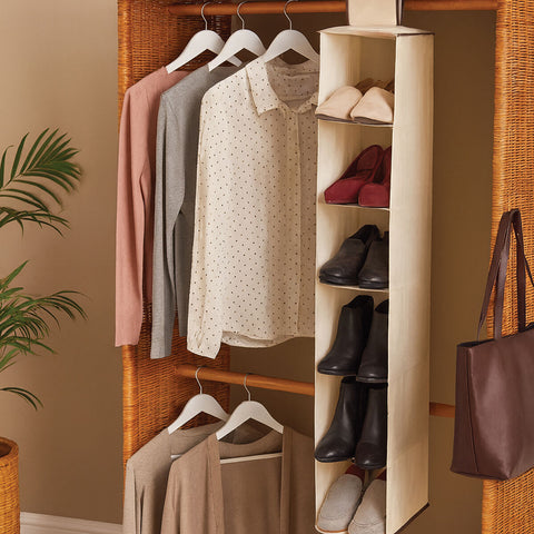 Verti 6 Section Cream Hanging Shoe Organiser