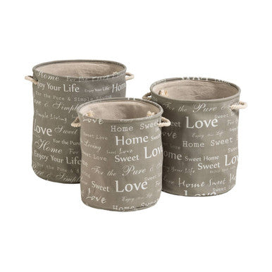 Panier Set Of 3 Canvas Round Laundry Hampers