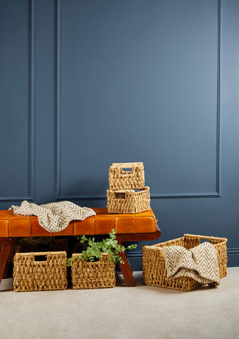 Lidi Set Of 5 Water Hyacinth Storage Baskets