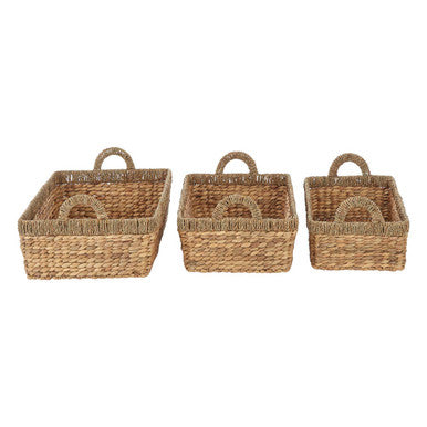 Lidi Set Of 3 Seagrass Storage Baskets with Handles