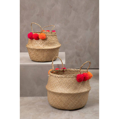 Small Seagrass Pom Basket