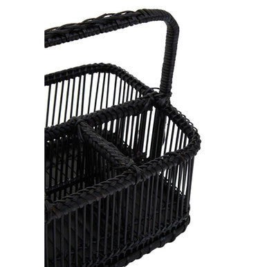 Ezell Black Rattan and Bamboo Caddy