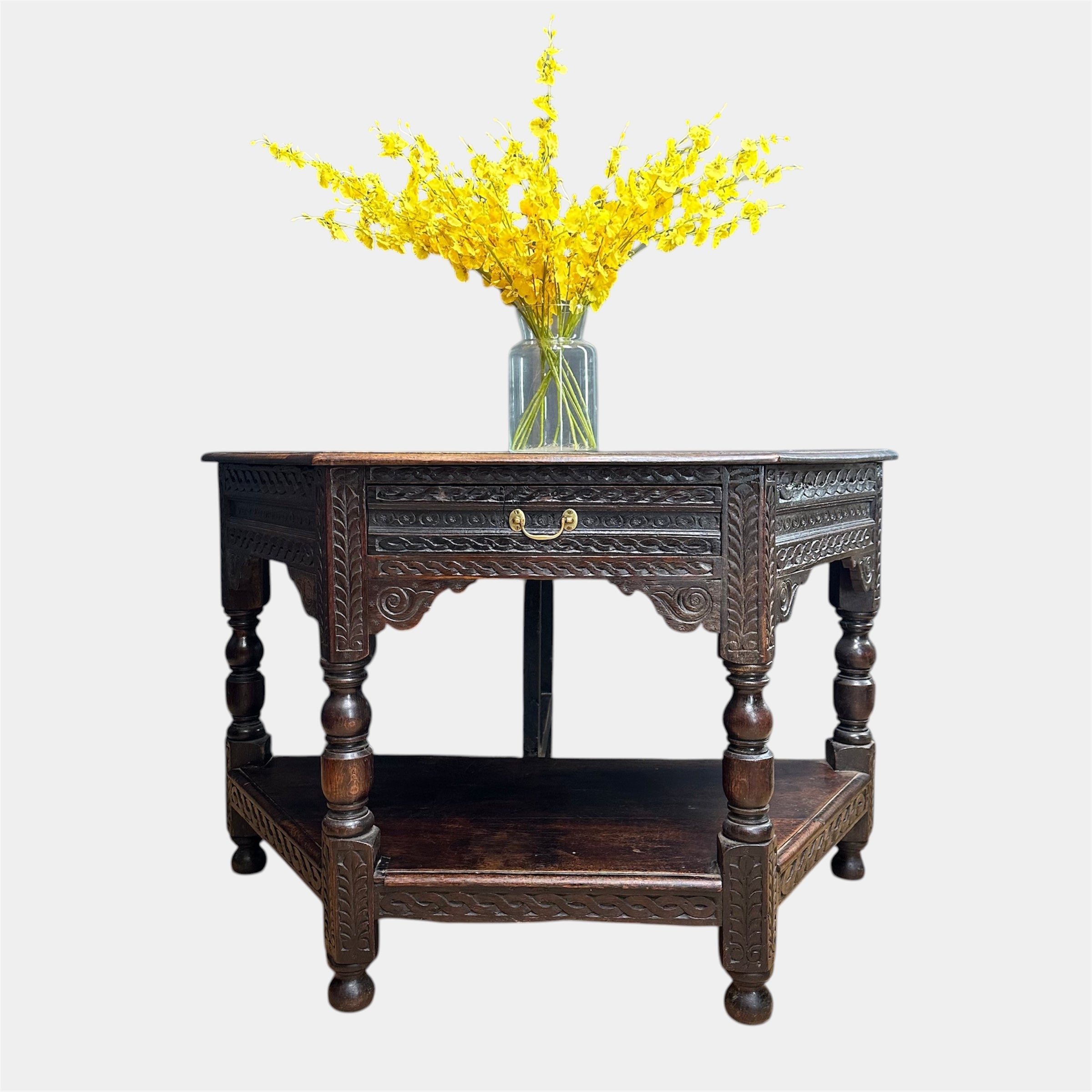 Antique Oak Credence Table / Hexagonal Table / Oak Sideboard / Lamp Table