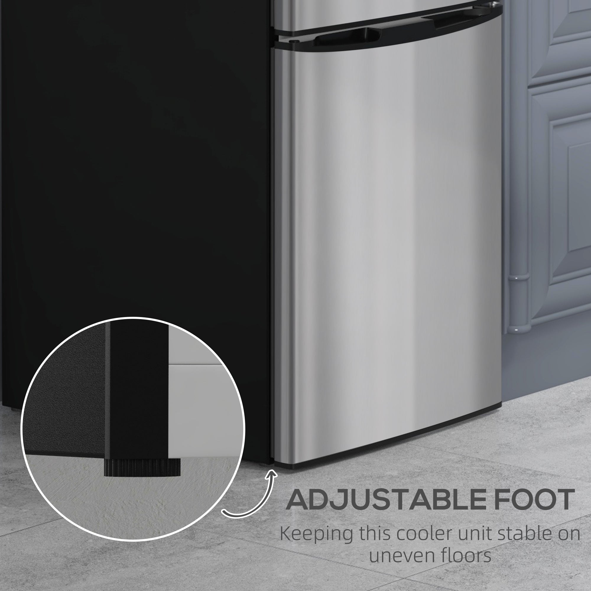 HOMCOM 88L Under Counter Fridge Freezer, Small Refrigerator with 5-Setting, 3 Star Freezer Rating, Black and Silver Tone