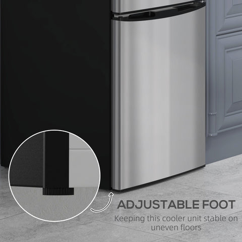 HOMCOM 88L Under Counter Fridge Freezer, Small Refrigerator with 5-Setting, 3 Star Freezer Rating, Black and Silver Tone