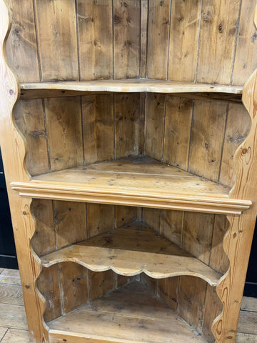 Antique Pine Rustic Corner Cupboard / Open Shelving Unit Storage