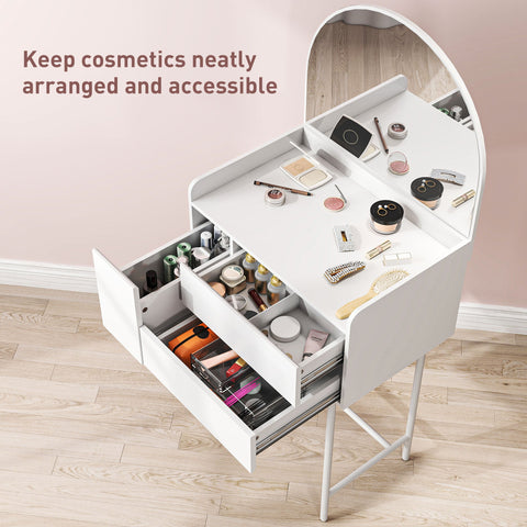 HOMCOM Three Drawer Compact Dressing Table - White