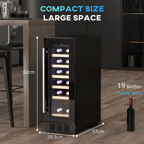 HOMCOM 19 Bottle 5-18\'e2\'84\'83 Wooden Rack Wine Fridge - Black