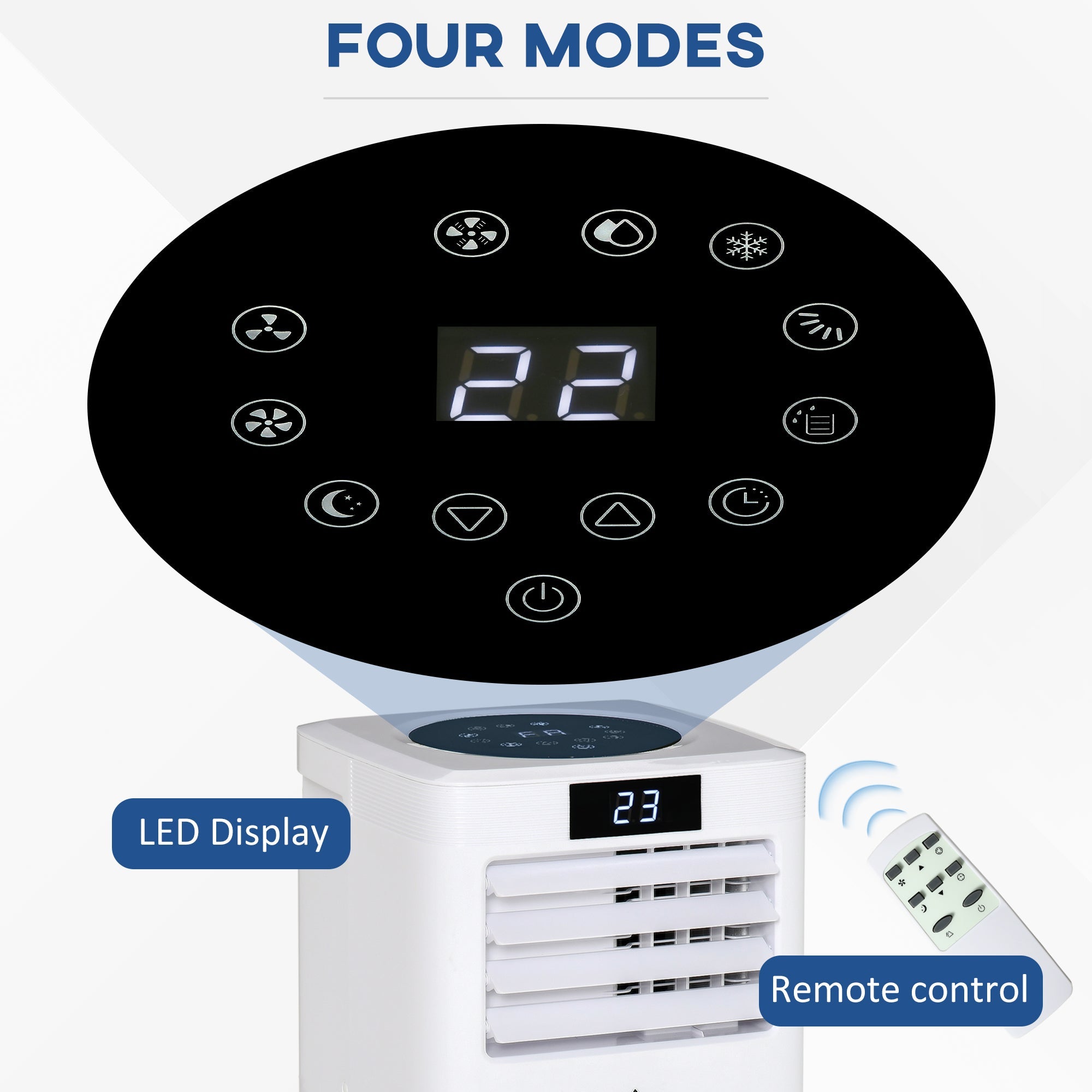 HOMCOM 10000 BTU Air Conditioning Unit, 3-in-1 Portable Air Conditioner, Dehumidifier, Cooling Fan with Remote Control, Digital Display, 2 Speeds, 24H Timer, Window Venting Kit, 22m\'c2\'b2