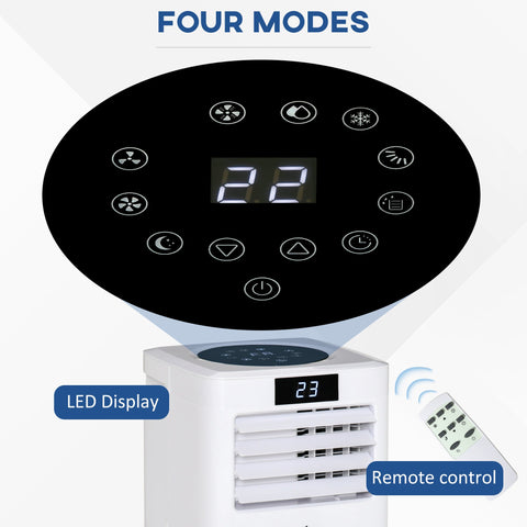 HOMCOM 10000 BTU Air Conditioning Unit, 3-in-1 Portable Air Conditioner, Dehumidifier, Cooling Fan with Remote Control, Digital Display, 2 Speeds, 24H Timer, Window Venting Kit, 22m\'c2\'b2