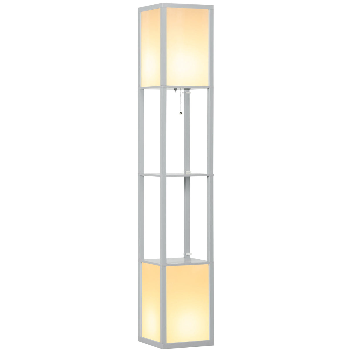 HOMCOM Modern Shelf Floor Lamp with Dual Ambient Light, Standing Lamp Living Room, Bedroom, 156cm, Grey