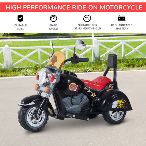 HOMCOM Kids Ride On Toy Car Motorbike Electric Scooter 6V Battery Operated Toy Trike-Black