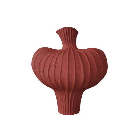 Shaped Ceramic Vase, Red