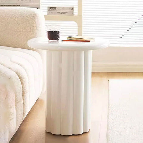 Derek Cylinder Side Table, White