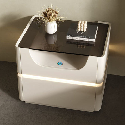 Candice Bedside Table with LED, Cream