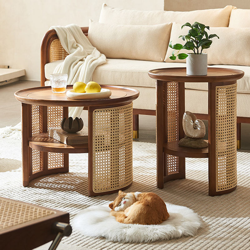 Austin Rattan Coffee Table Set, Wood