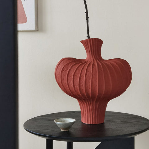 Shaped Ceramic Vase, Red