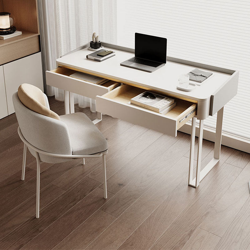 Tusa Office Desk, White, Sintered Stone
