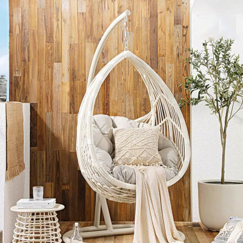 Dominic Rattan Garden Hanging Egg Chair with Stand, Indoor/ Outdoor Use