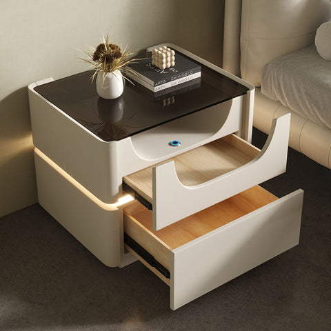 Candice Bedside Table with LED, Cream