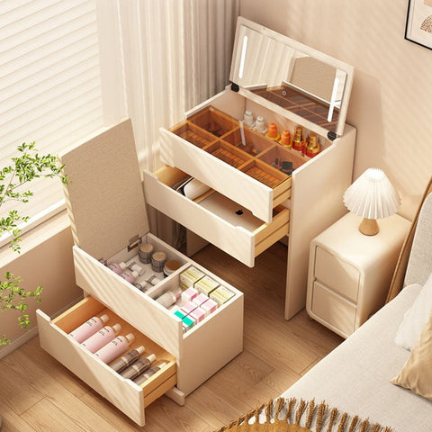 Prudence Dressing Table With Storage Stool, Cream