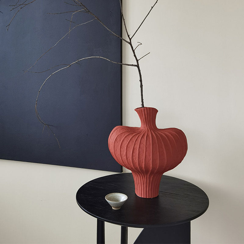 Shaped Ceramic Vase, Red