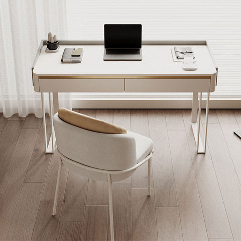 Tusa Office Desk, White, Sintered Stone