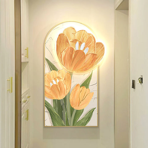 Luminous Tulip Mural Wall Art With Light