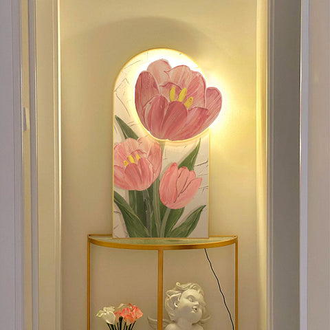 Luminous Tulip Mural Wall Art With Light