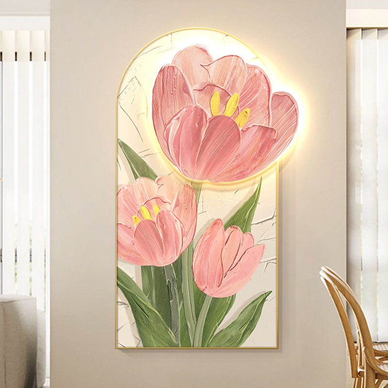 Luminous Tulip Mural Wall Art With Light
