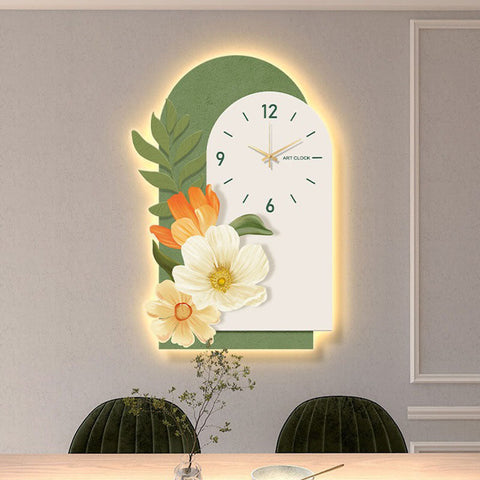 Garden Style Flower Luminous Clock