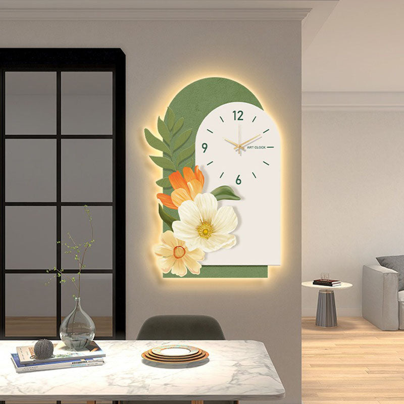 Garden Style Flower Luminous Clock