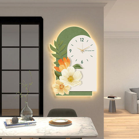 Garden Style Flower Luminous Clock