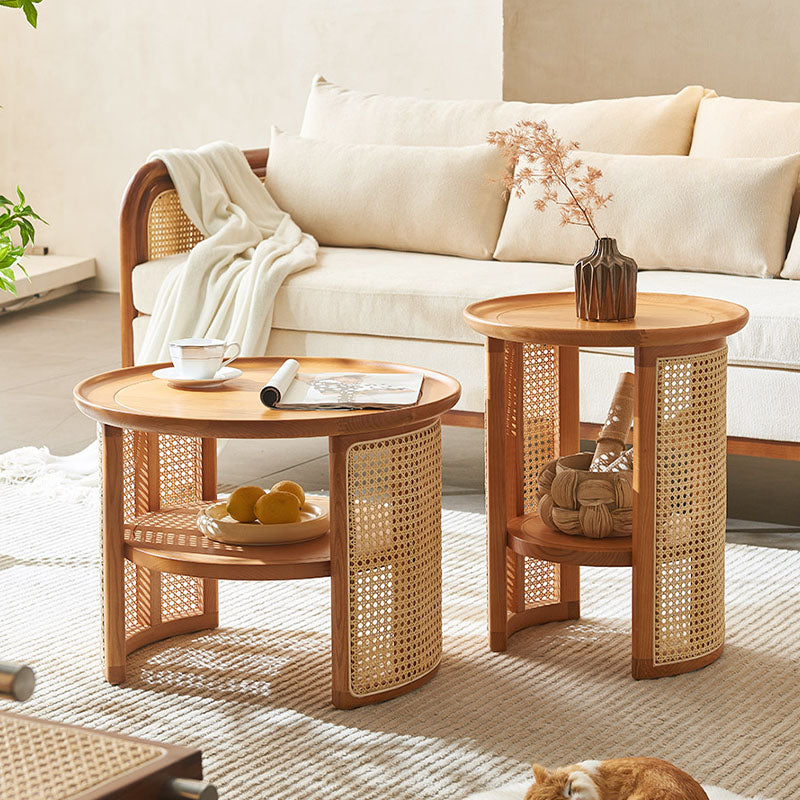 Austin Rattan Coffee Table Set, Wood