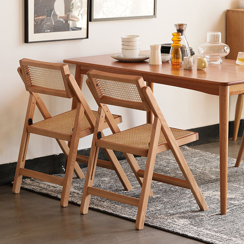 Silvia Foldable Rattan Dining Chair, Ash Wood