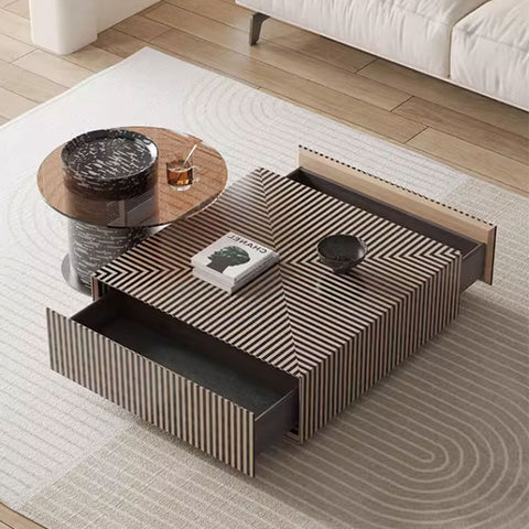 Bris Coffee Table Set, Square Coffee Table With Side Table