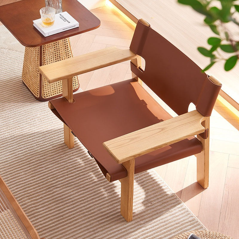 Mona Armchair, Saddle Leather & Ash Wood