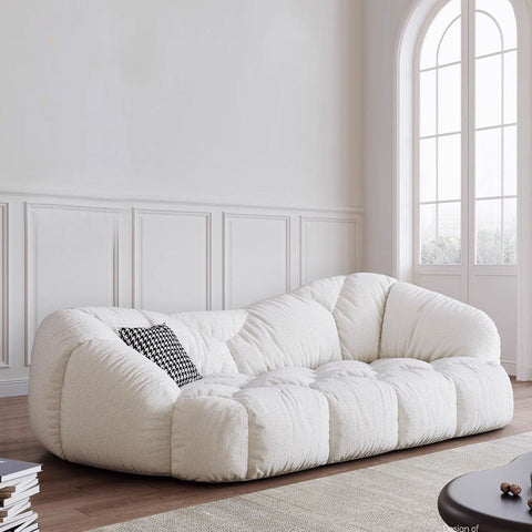 Owen Marshmallow Two Seater Sofa, OFF White, Real Leather