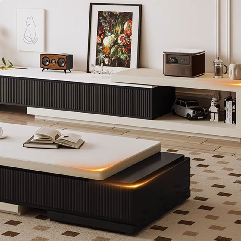 Bonnie Coffee Table, Black & White, Extendable