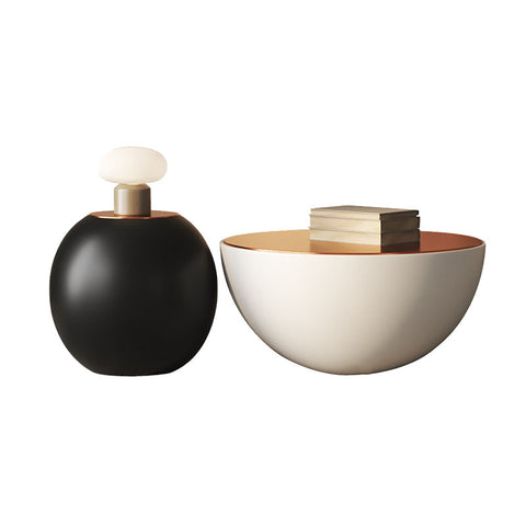 Cleo Coffee Table Set, Black & White, Glass Top